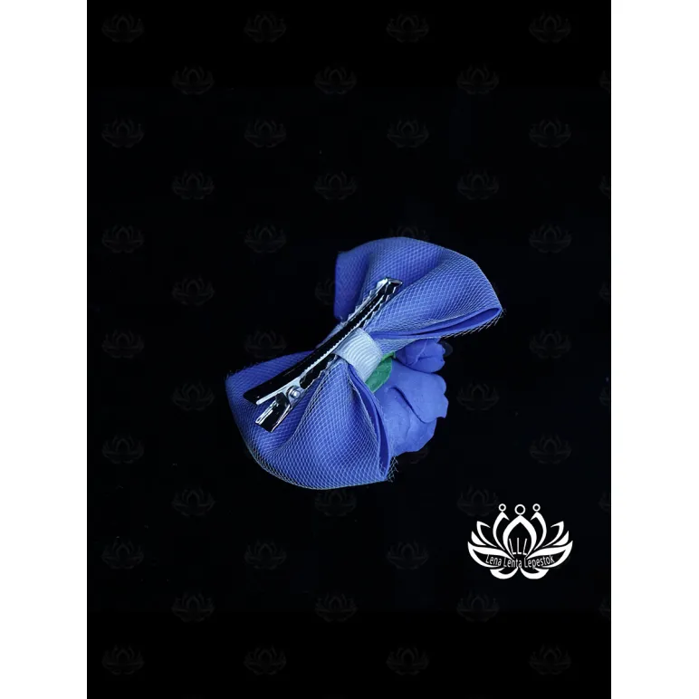 Заколка для волос ручной работы "Бант с цветком". Сиреневый. Единственный экземпляр. Цветы Канзаши на волосы Ваши.