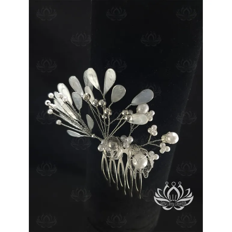 Гребень-заколка для волос ручной работы "Сияние" В технике Витраль. Единственный экземпляр. Цветы Канзаши на волосы Ваши.