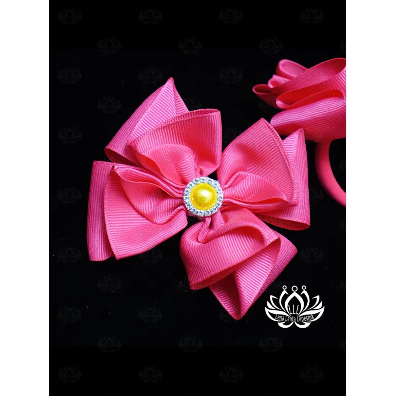 Комплект резинок для волос ручной работы Бант "Кокетка" розовый. 2 шт. Единственный экземпляр. Цветы Канзаши на волосы Ваши.