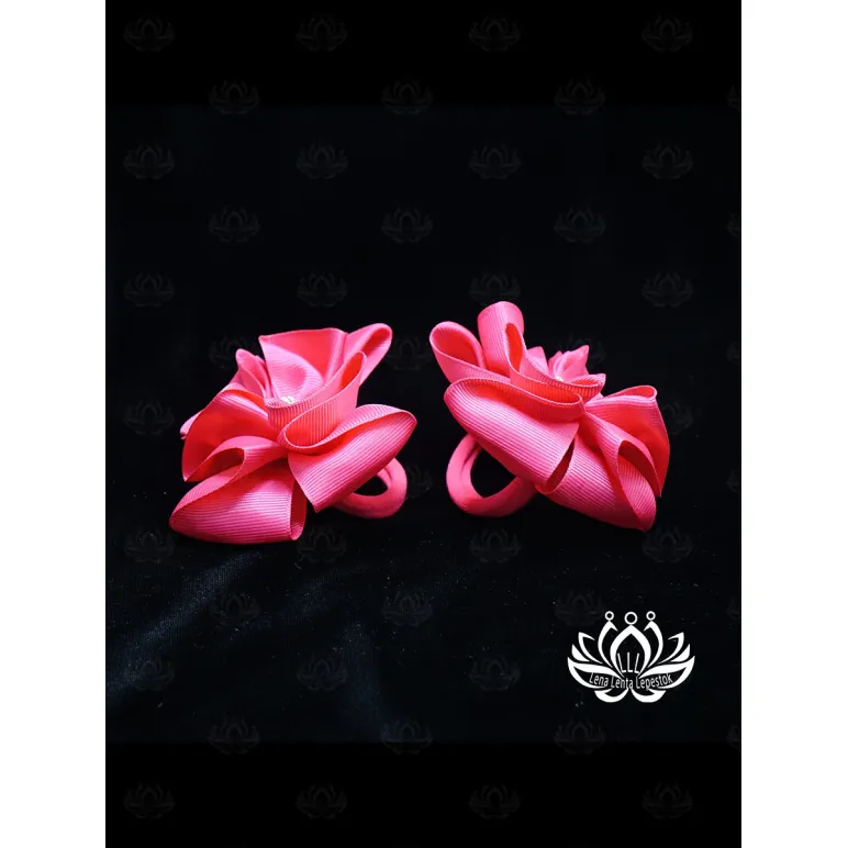 Комплект резинок для волос ручной работы Бант "Кокетка" розовый. 2 шт. Единственный экземпляр. Цветы Канзаши на волосы Ваши.