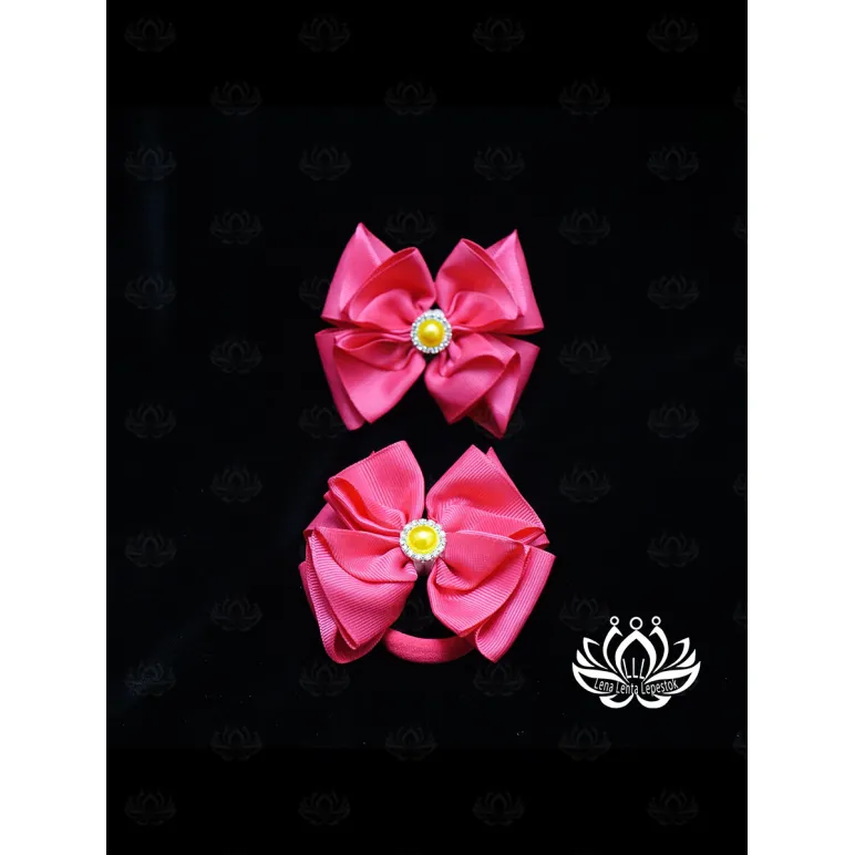 Комплект резинок для волос ручной работы Бант "Кокетка" розовый. 2 шт. Единственный экземпляр. Цветы Канзаши на волосы Ваши.