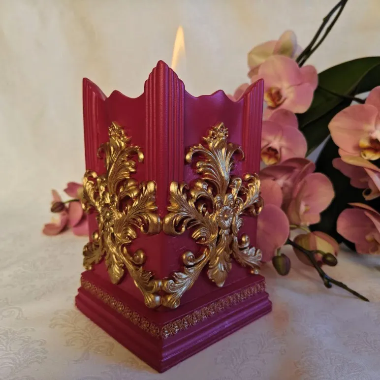 Биокамин "Барокко" интерьерный, настольный, ручная работа, красный