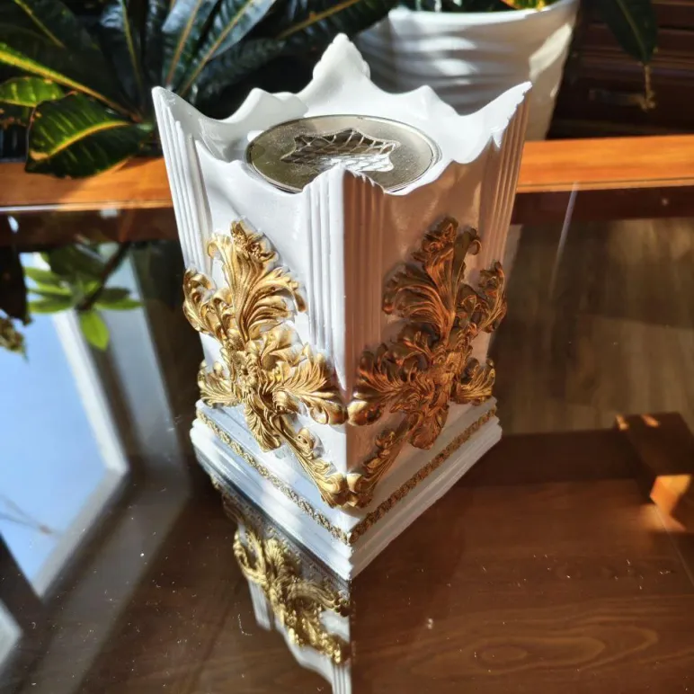 Биокамин "Барокко" интерьерный, настольный, ручная работа, белый