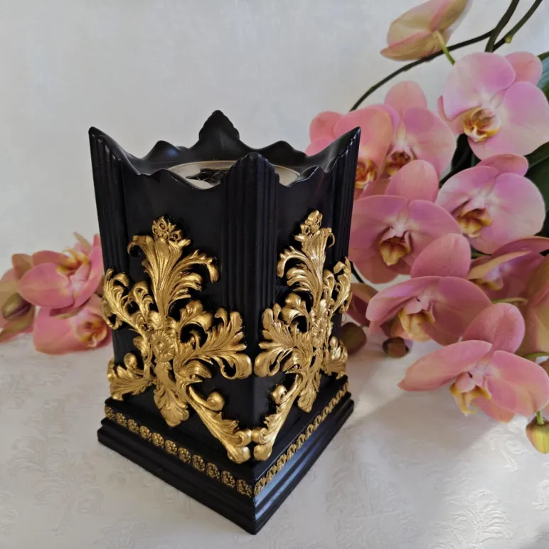 Биокамин "Барокко" интерьерный, настольный, ручная работа, черный