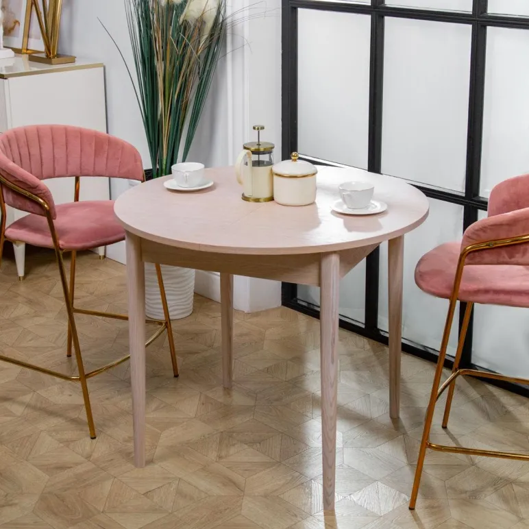 Круглый, раздвижной стол. Дубовый шпон, массив ясеня