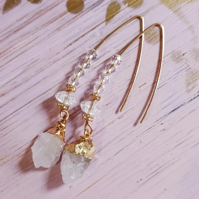 СЕРЬГИ С КВАРЦЕМ И ХРУСТАЛЕМ Серьги с кварцем и хрусталем