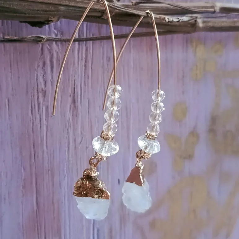 СЕРЬГИ С КВАРЦЕМ И ХРУСТАЛЕМ Серьги с кварцем и хрусталем