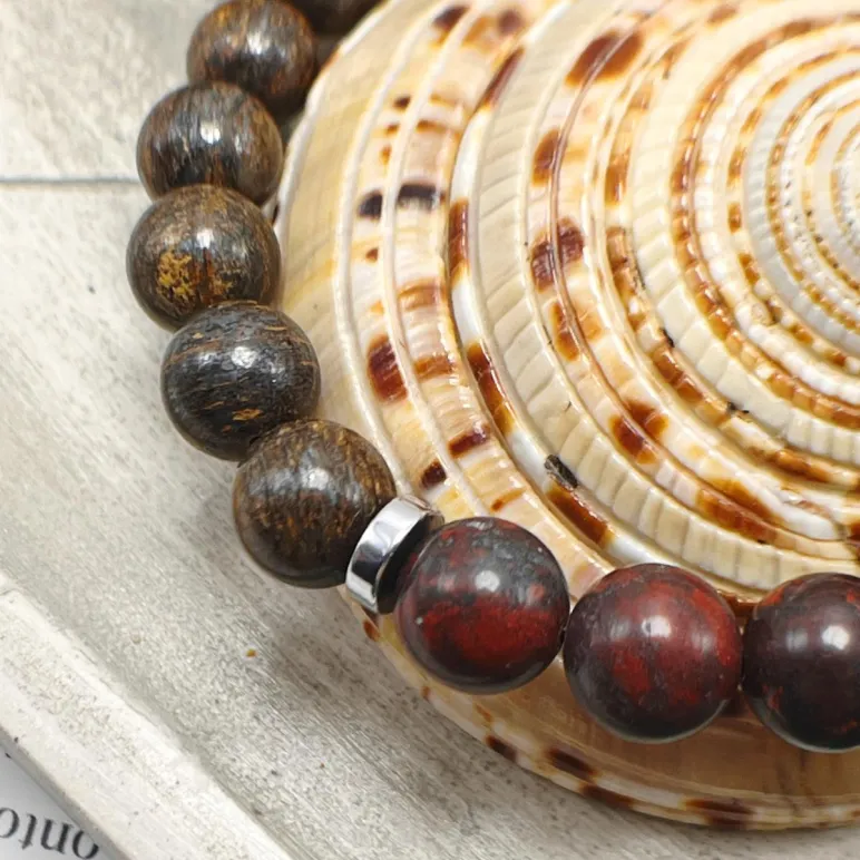 Браслет - талисман из натурального пренита и маковой яшмы