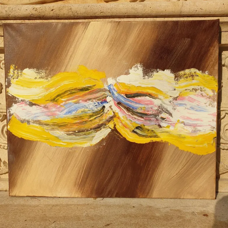 Картина маслом желтая абстракция