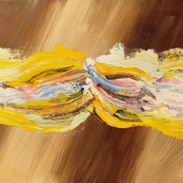 Картина маслом желтая абстракция