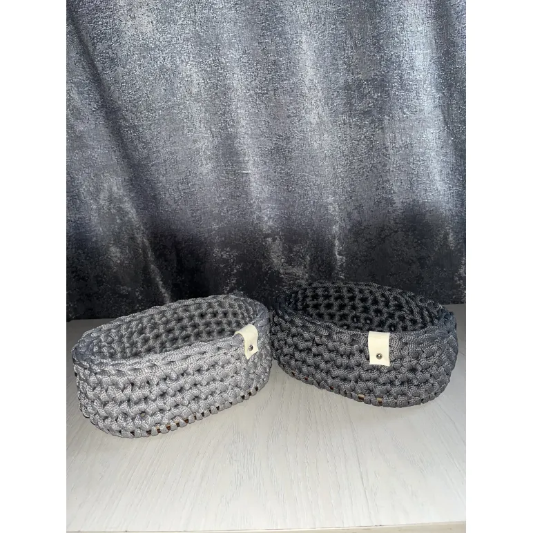 Корзина из шнура ручной работы овальная