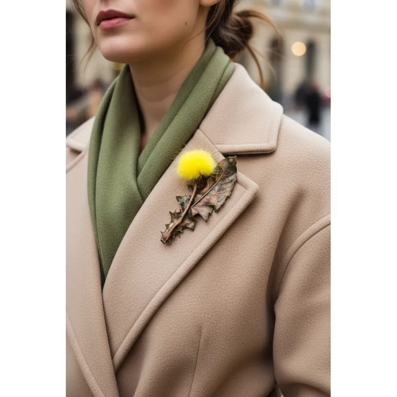 БРОШЬ ГАЛЬВАНОПЛАСТИКА ОДУВАНЧИК. брошь гальванопластика одуванчик.