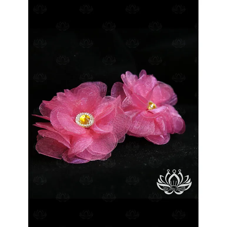 Комплект резинок для волос ручной работы "Анемона" розовый. комплект 2 шт. Единственный экземпляр. Цветы Канзаши на волосы Ваши.