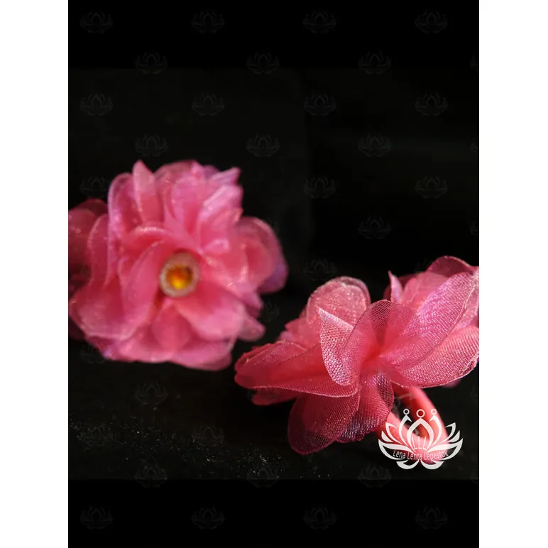 Комплект резинок для волос ручной работы "Анемона" розовый. комплект 2 шт. Единственный экземпляр. Цветы Канзаши на волосы Ваши.