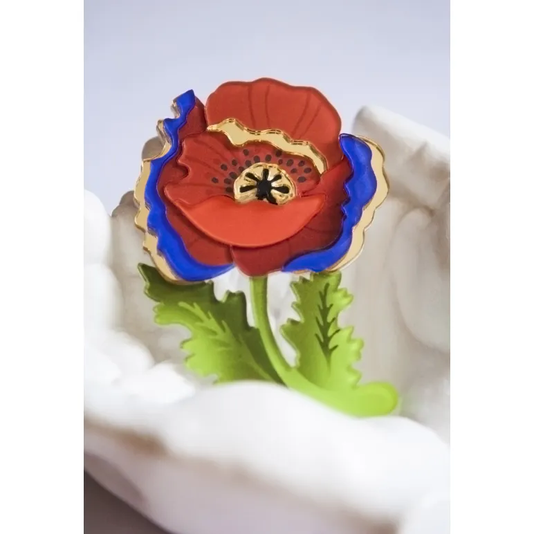 Брошь "Красный мак"