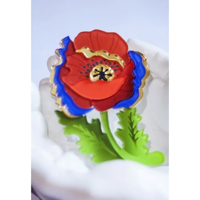 Брошь "Красный мак"