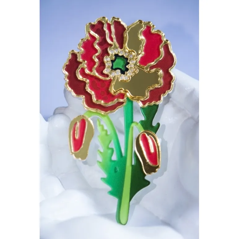 Брошь "Красный мак"