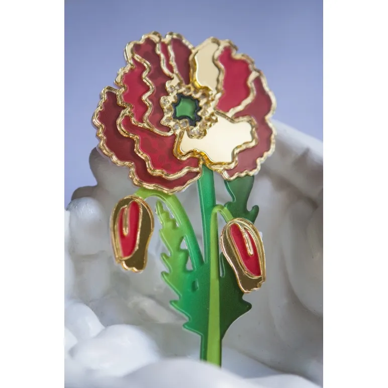 Брошь "Красный мак"