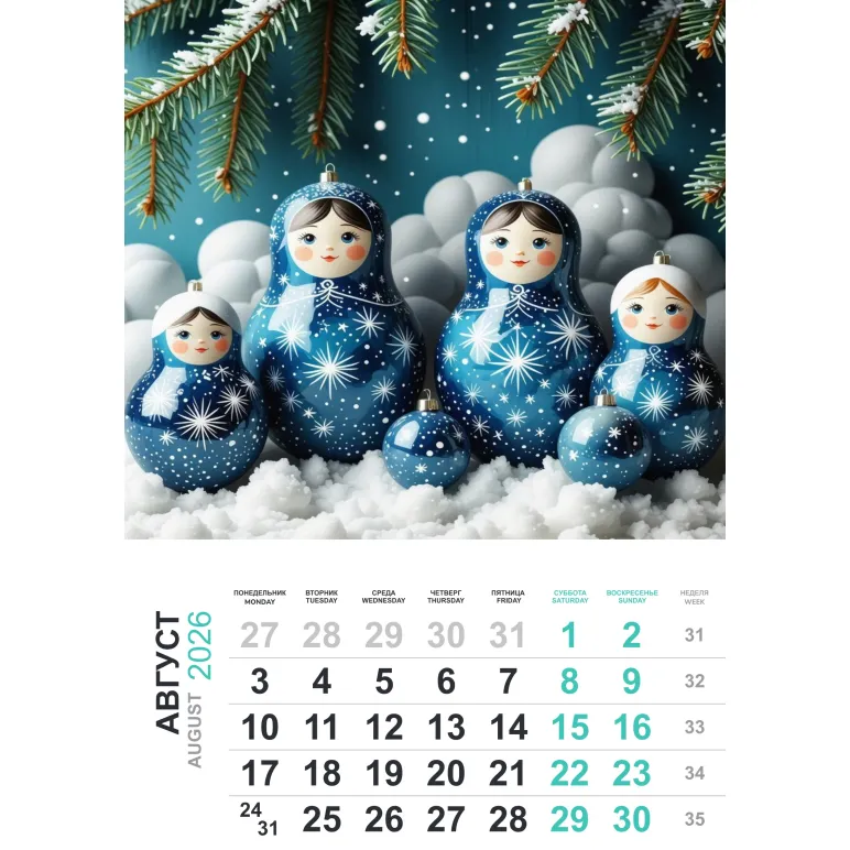 КАЛЕНДАРЬ НОВОГОДНИЕ МАТРЁШКИ 26 Г Календарь Новогодние матрёшки 26 г