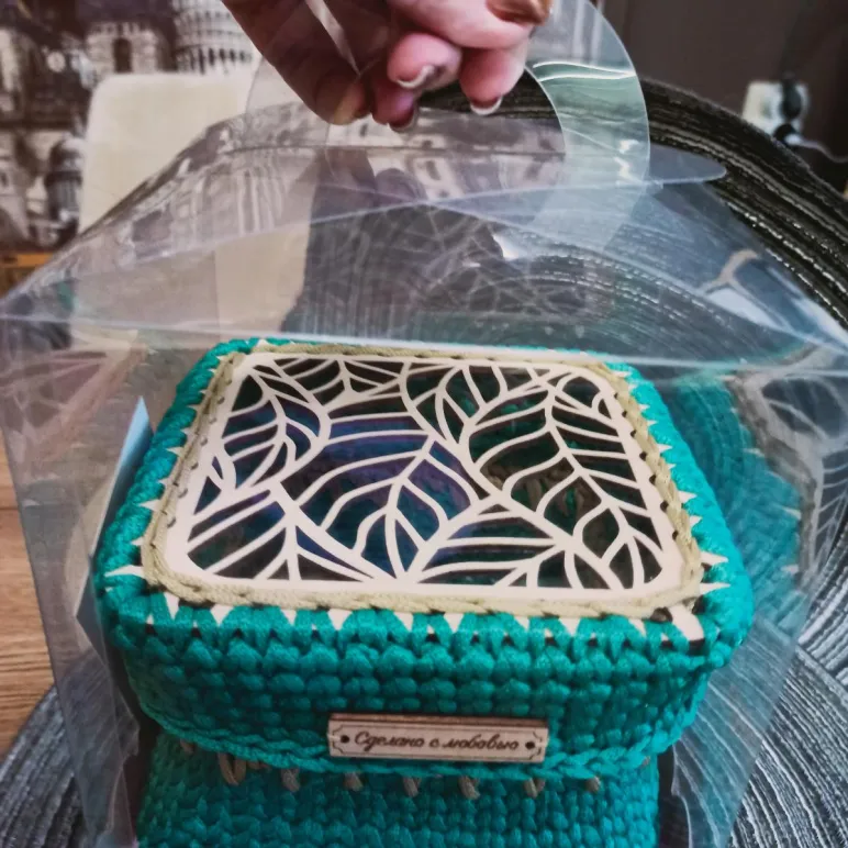 Шкатулка вязаная Мята