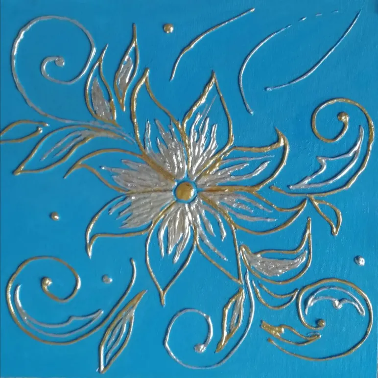 Картина с золотой и серебрянной поталью