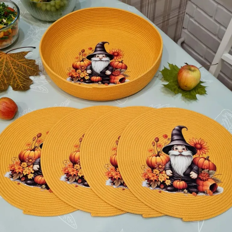 Набор из шнура корзина и плейсмат оранжевые гном
