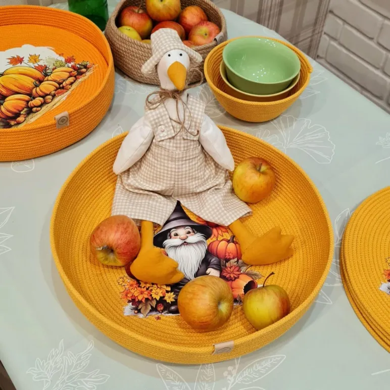 Набор из шнура корзина и плейсмат оранжевые гном