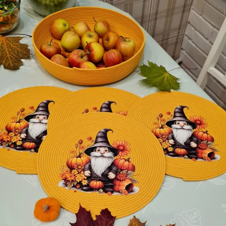 Набор из шнура корзина и плейсмат оранжевые гном