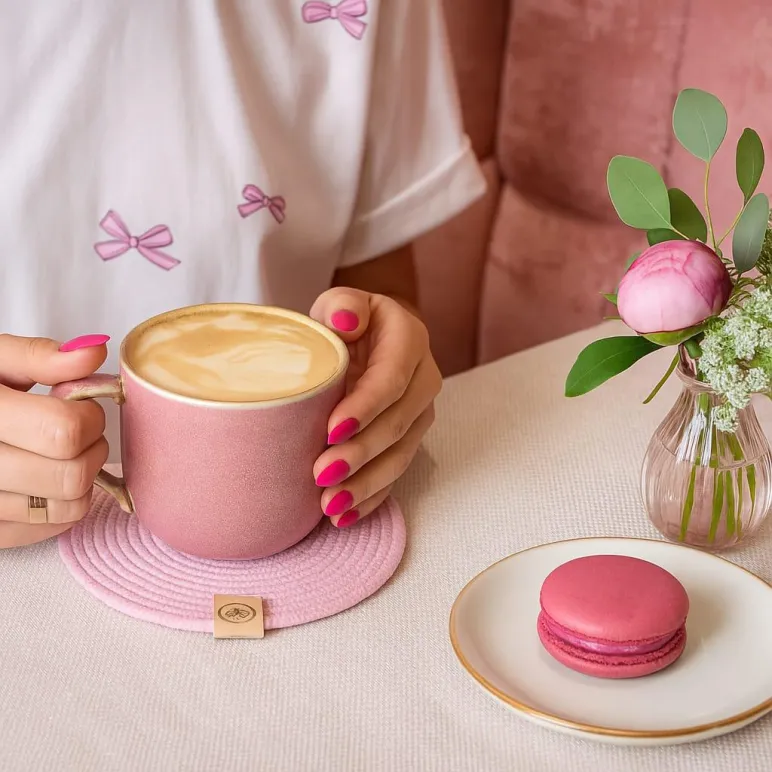 Подставка розовая под кружку, бокал