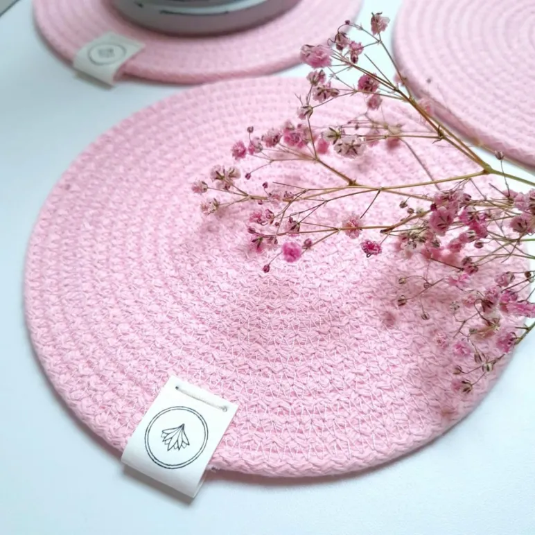 Подставки набор розовый под кружку, бокал