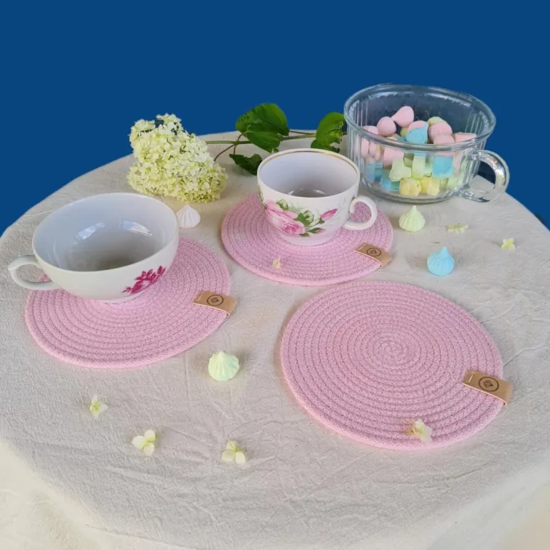 Подставки набор розовый под кружку, бокал