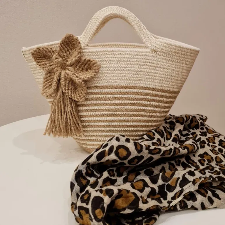 Сумка женская из джута и хлопкового шнура