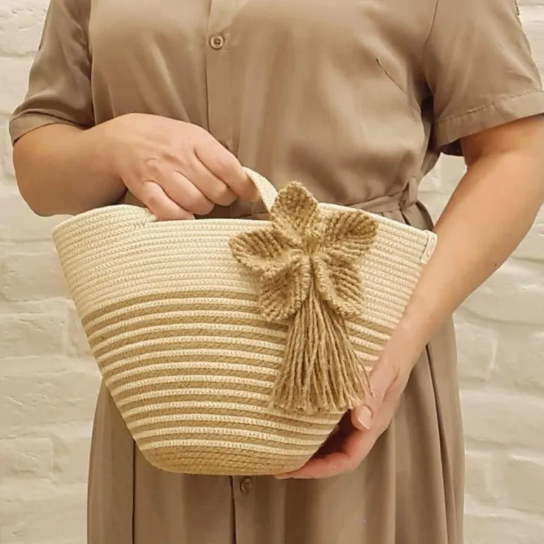 Сумка женская из джута и хлопкового шнура