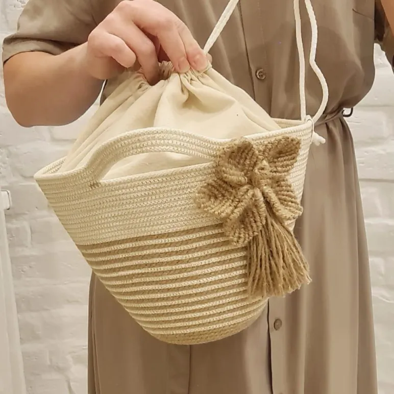 Сумка женская из джута и хлопкового шнура