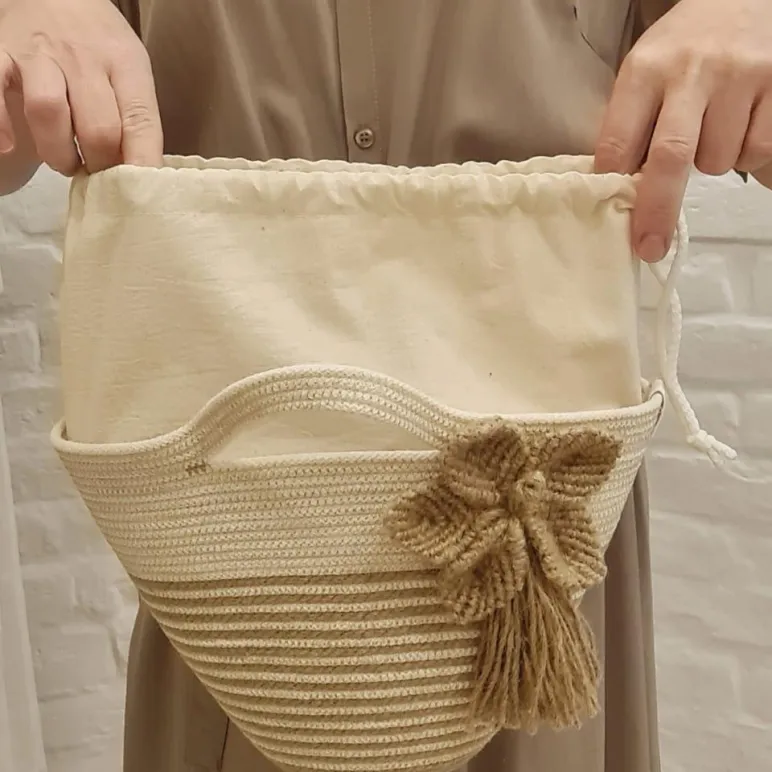 Сумка женская из джута и хлопкового шнура