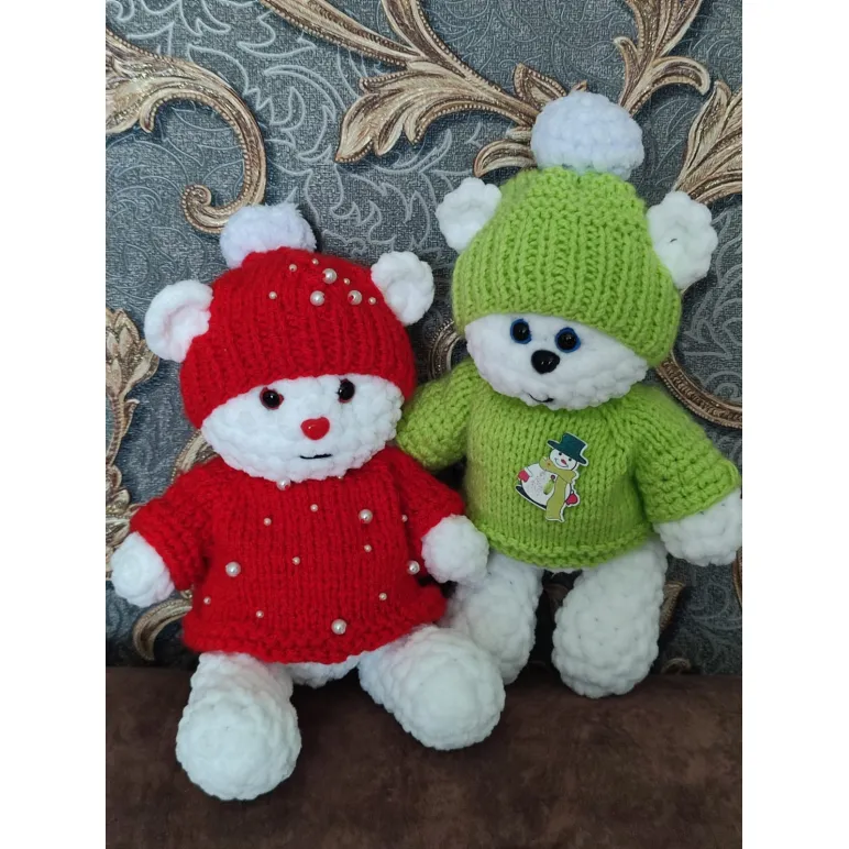 Мягкая игрушка мишка из гипоаллергенной пряжи плюшевый