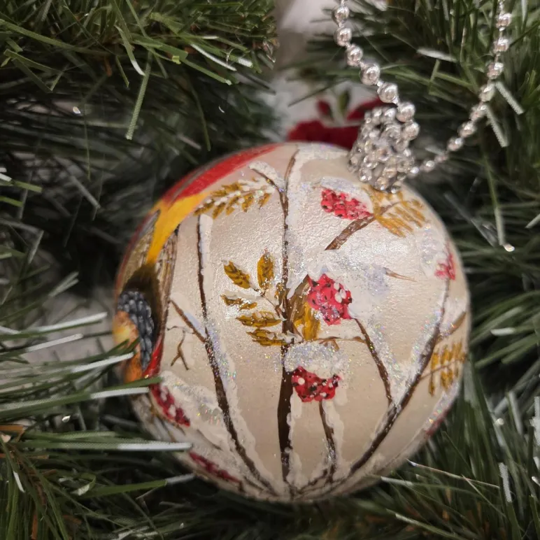 Игрушка на елку Шар новогодний "Фазаны"