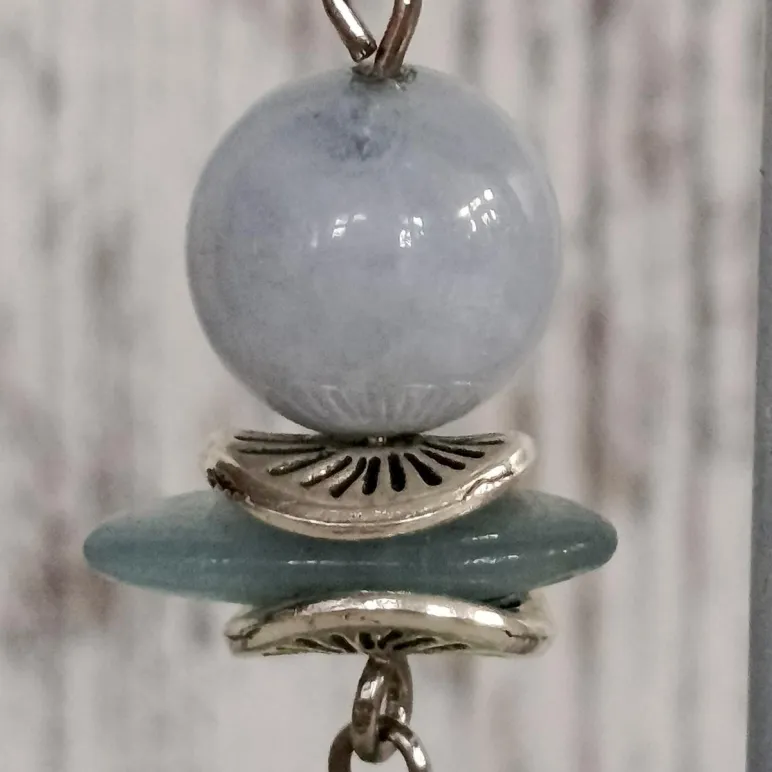 Серьги с аквамарином и амазонитом