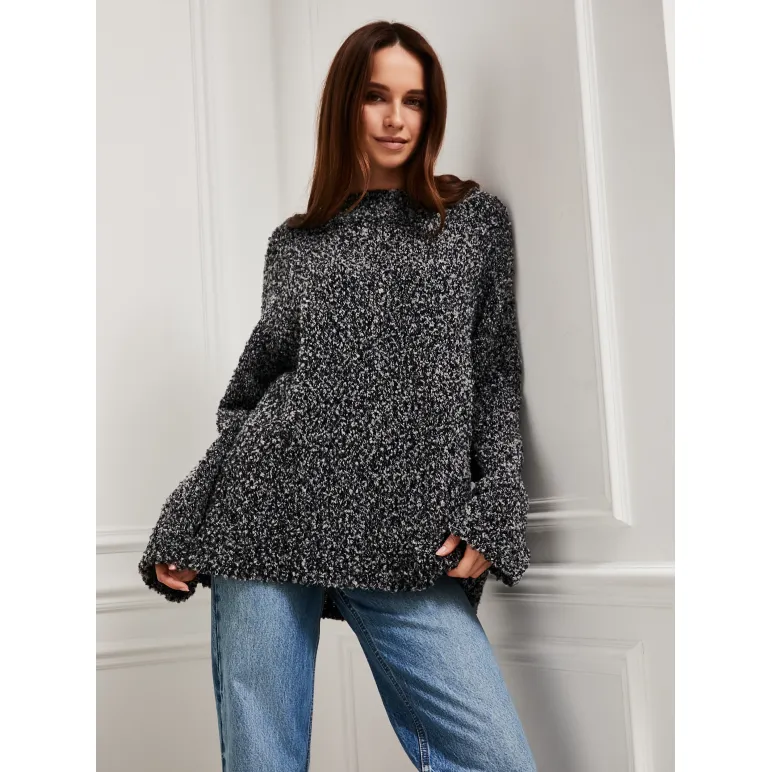 Свитер серый букле