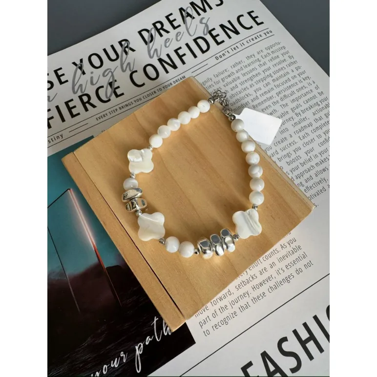 Браслет из натурального перламутра и гематита