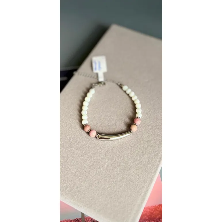 Браслет из натурального перламутра и родонита