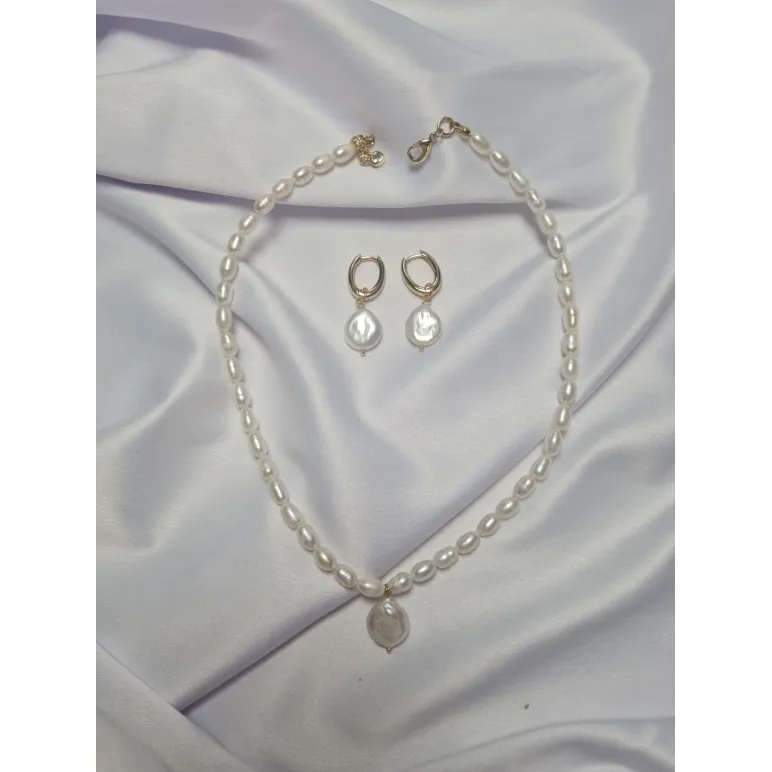 Комплект украшений из натурального жемчуга