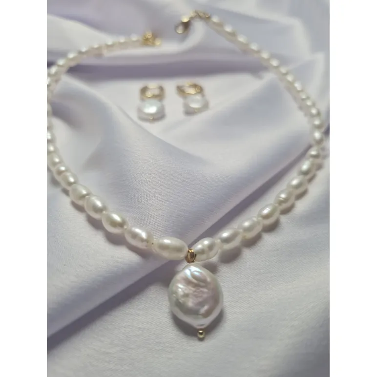 Комплект украшений из натурального жемчуга