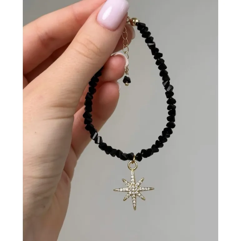 Комплект украшений из чёрного ювелирного стекла