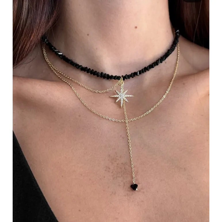 Комплект украшений из чёрного ювелирного стекла