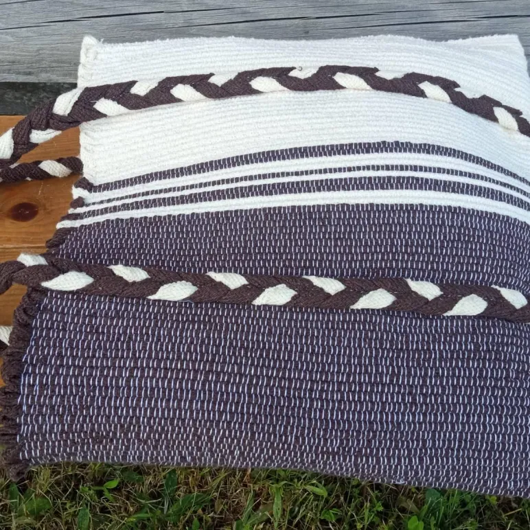 Сумка шопер из хлопковых шнурков. Ручное ткачество.