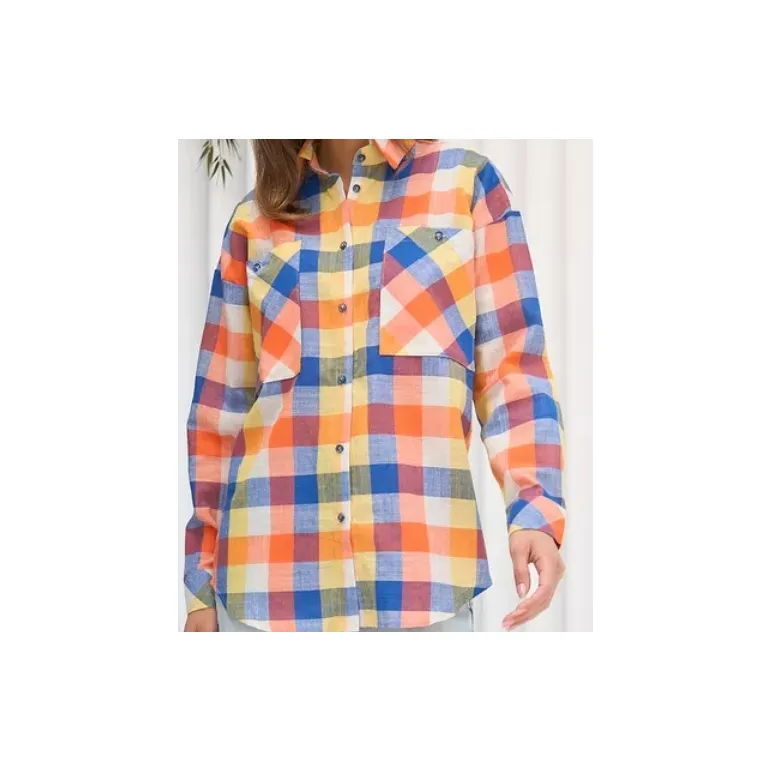 Рубашка женская в клетку хлопок