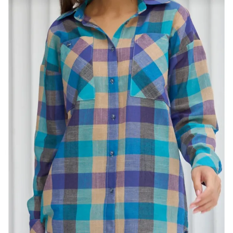 Рубашка женская в клетку хлопок