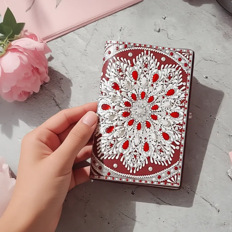 Обложка на паспорт из натуральной кожи "Снежные рубины"