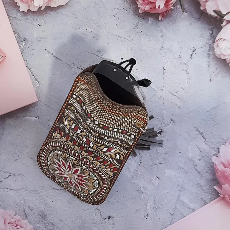 Чехол для очков из натуральной кожи с кистью "Осенний комплемент"